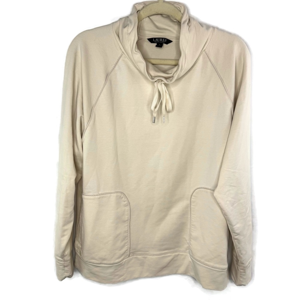 Lauren Ralph Lauren Cream Drawstring Sweatshirt Fabulous Stretch Material Large